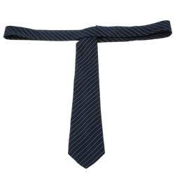 مملوكة مسبقًا ربطة عنق ايرمنيجيلدو زينيا حرير مخطط ازرق كحلي