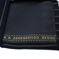 مملوكة مسبقًا ربطة عنق ايرمنيجيلدو زينيا حرير مخطط ازرق كحلي