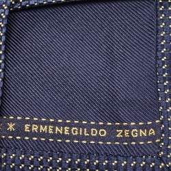 Pre Owned Ermenegildo Zegna Navy Blue Patterned Silk Tie