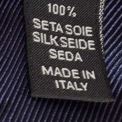 Pre Owned Ermenegildo Zegna Navy Blue Patterned Silk Tie