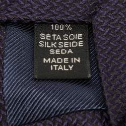 Pre Owned Ermenegildo Zegna Navy Blue Patterned Silk Tie