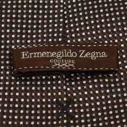 Ermenegildo Zegna Brown Micro Checked Silk Tie