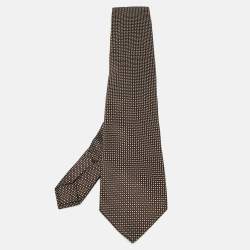 Ermenegildo Zegna Brown Micro Checked Silk Tie