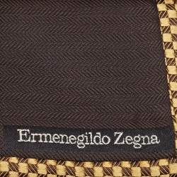 Pre Owned Ermenegildo Zegna Yellow Jacquard Silk Tie