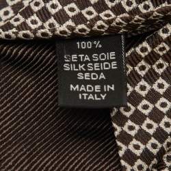 Ermenegildo Zegna Brown/White Square Pattern Jacquard Silk Tie