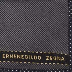 Ermenegildo Zegna Navy Blue Dotted Pattern Silk Tie