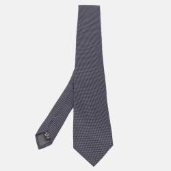 Ermenegildo Zegna Navy Blue Dotted Pattern Silk Tie