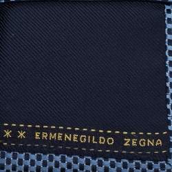 Ermenegildo Zegna Blue Check Patterned Silk Tie
