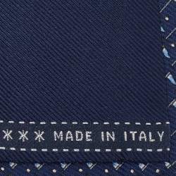 Ermenegildo Zegna Navy Blue Flag Print Silk Tie