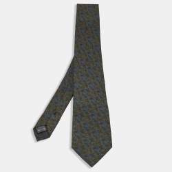 Pre Owned Ermenegildo Zegna Vintage Green Paisley Silk Tie