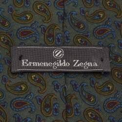 Pre Owned Ermenegildo Zegna Vintage Green Paisley Silk Tie