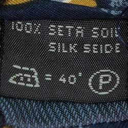 Pre Owned Ermenegildo Zegna Navy Blue Floral Paint Print Silk Traditional Tie
