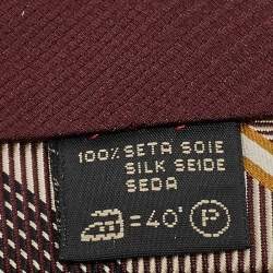 Pre Owned Ermenegildo Zegna Burgundy Striped Silk Traditional Tie 