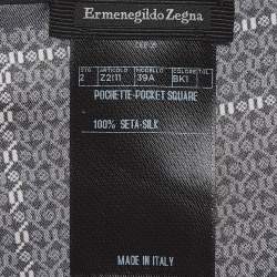 Pre Owned Ermenegildo Zegna Black Printed Silk Pocket Square