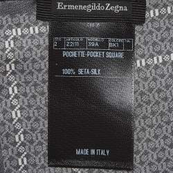 Pre Owned Ermenegildo Zegna Black Printed Silk Pocket Square