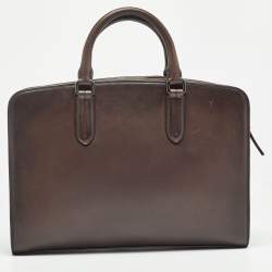 Ermenegildo Zegna Brown Ombre Leather Briefcase Bag