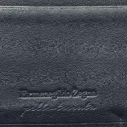 Ermenegildo Zegna Navy Blue Woven Leather Pelle Tessuta Card Holder