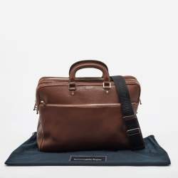 Ermenegildo Zegna Dark Brown Leather Briefcase