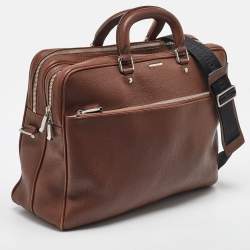 Ermenegildo Zegna Dark Brown Leather Briefcase