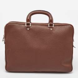 Ermenegildo Zegna Dark Brown Leather Briefcase