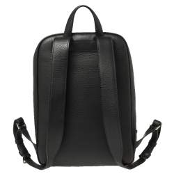Ermenegildo Zegna Black Grained Leather Backpack