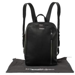 Ermenegildo Zegna Black Grained Leather Backpack