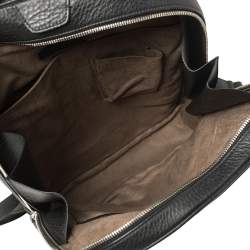 Ermenegildo Zegna Black Grained Leather Backpack