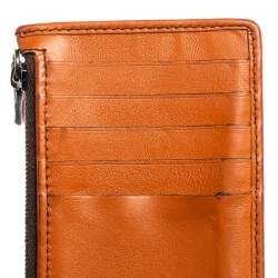 Ermenegildo Zegna Brown Woven Leather Pelle Tessuta Card Case