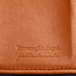 Ermenegildo Zegna Brown Woven Leather Pelle Tessuta Card Case