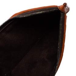 Ermenegildo Zegna Brown Woven Leather Pelle Tessuta Card Case