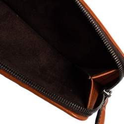 Ermenegildo Zegna Brown Woven Leather Pelle Tessuta Card Case