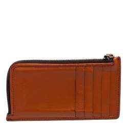 Ermenegildo Zegna Brown Woven Leather Pelle Tessuta Card Case