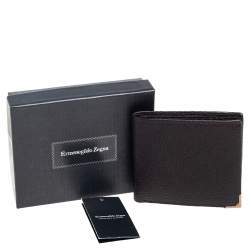 Ermenegildo Zegna Dark Brown Leather Bifold Wallet 