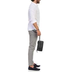 Pre Owned Ermenegildo Zegna Black Woven Leather Pelletessuta Zip Pouch