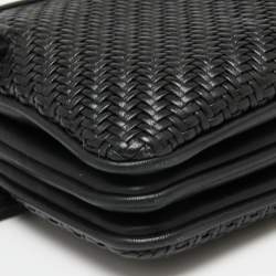 Pre Owned Ermenegildo Zegna Black Woven Leather Pelletessuta Zip Pouch