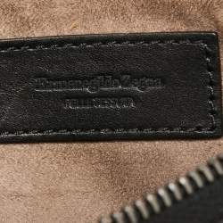 Pre Owned Ermenegildo Zegna Black Woven Leather Pelletessuta Zip Pouch
