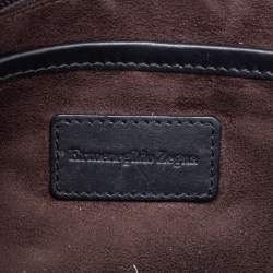 Ermenegildo Zegna Black Leather Wristlet Pouch