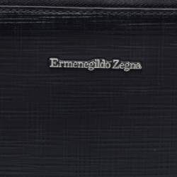 Ermenegildo Zegna Black Leather Wristlet Pouch