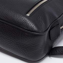 Ermenegildo Zegna Black Pebble Leather Front Zip Backpack