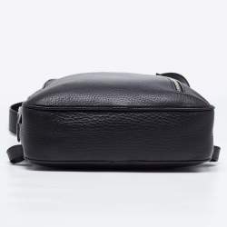 Ermenegildo Zegna Black Pebble Leather Front Zip Backpack