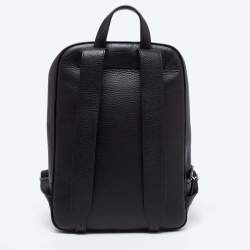 Ermenegildo Zegna Black Pebble Leather Front Zip Backpack