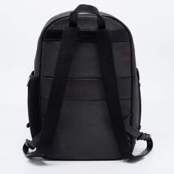 Ermenegildo Zegna Black/Grey Coated Canvas and Leather Backpack