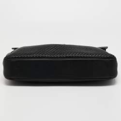 Ermenegildo Zegna Black Woven Leather Briefcase