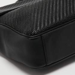Ermenegildo Zegna Black Woven Leather Briefcase