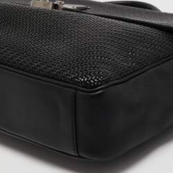 Ermenegildo Zegna Black Woven Leather Briefcase