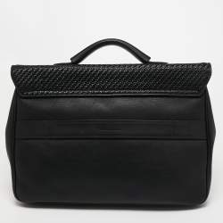 Ermenegildo Zegna Black Woven Leather Briefcase