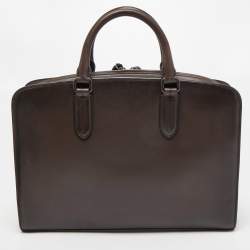 Ermenegildo Zegna Brown Leather Briefcase Bag
