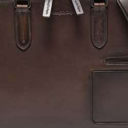 Ermenegildo Zegna Brown Leather Briefcase Bag