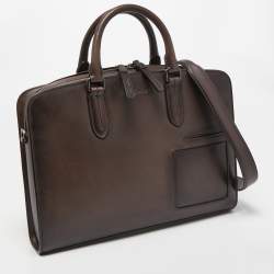 Ermenegildo Zegna Brown Leather Briefcase Bag