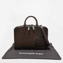 Ermenegildo Zegna Brown Leather Briefcase Bag